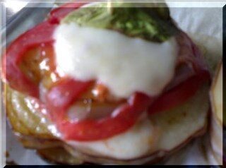 Torrette di melanzane, pomodoro, basilico