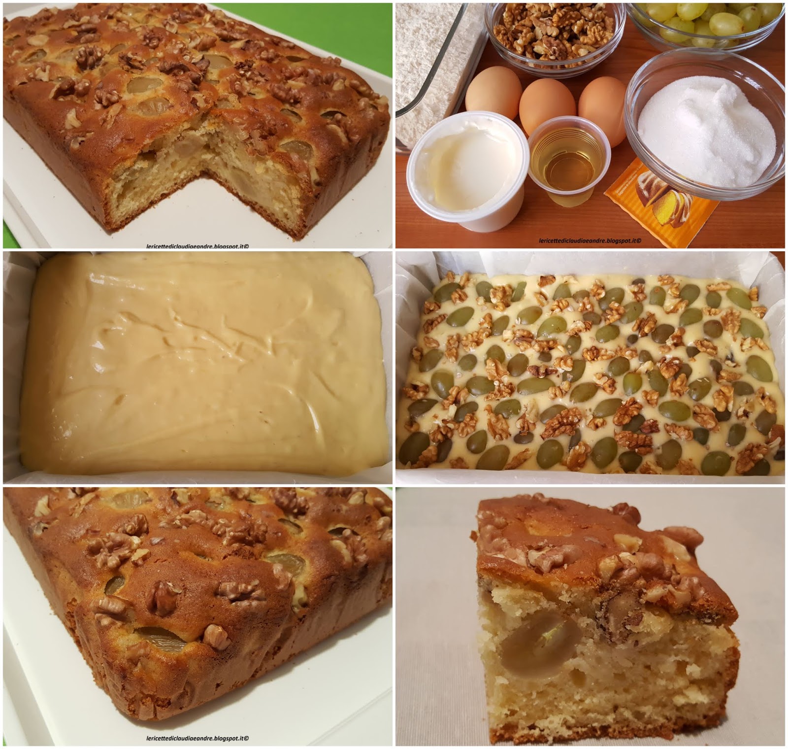 Torta allo yogurt con uva e noci senza burro