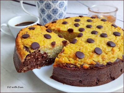 Torta bicolore ricotta albicocche e cioccolato