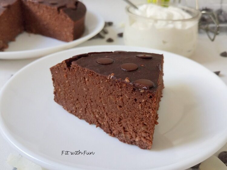 Torta brownie ricotta cocco cacao proteica e senza glutine