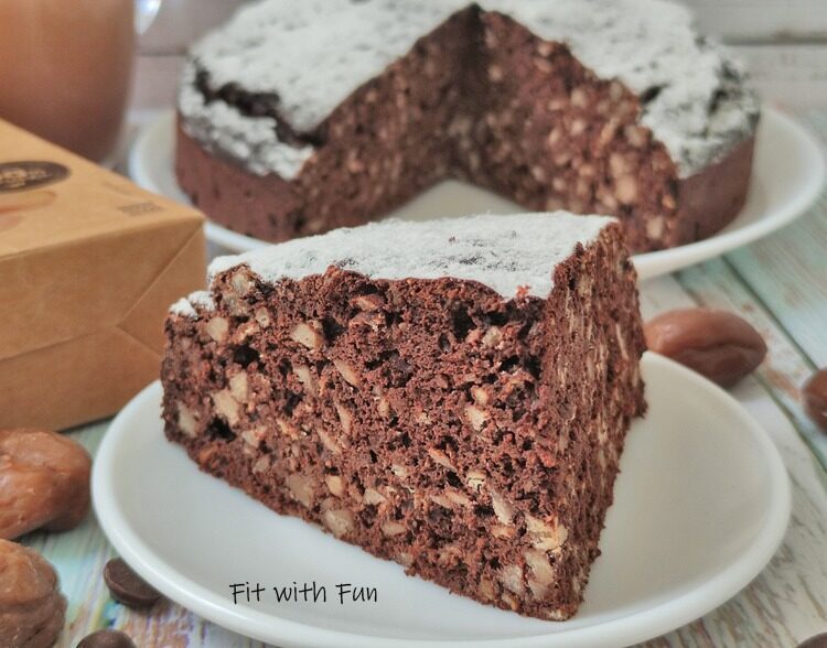 Torta castagne cacao e cioccolato fondente senza zucchero