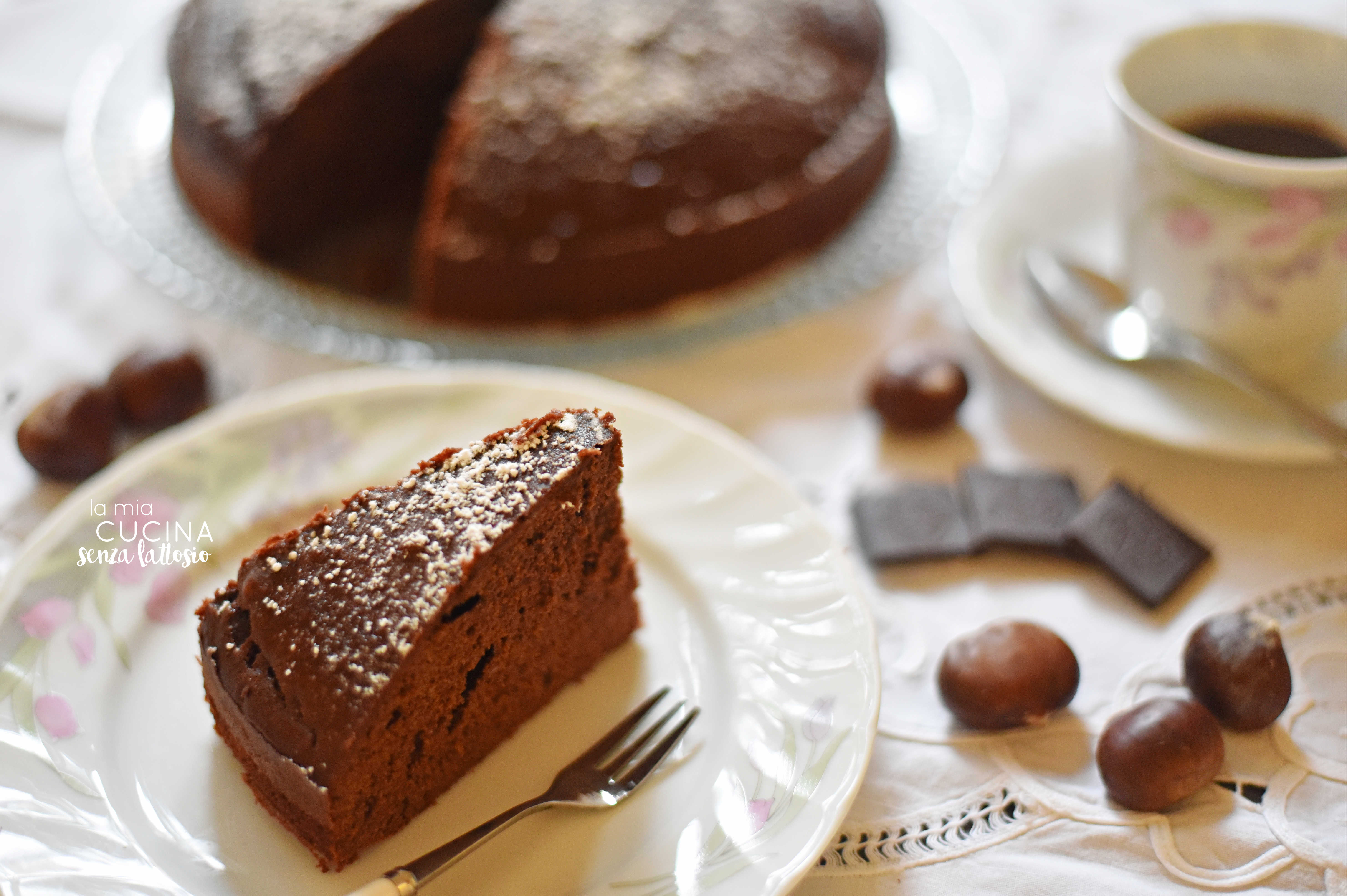 Torta castagne e cioccolato senza lattosio