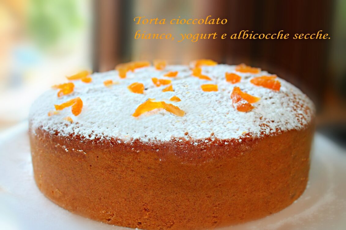 Torta cioccolato bianco,yogurt e albicocche secche.