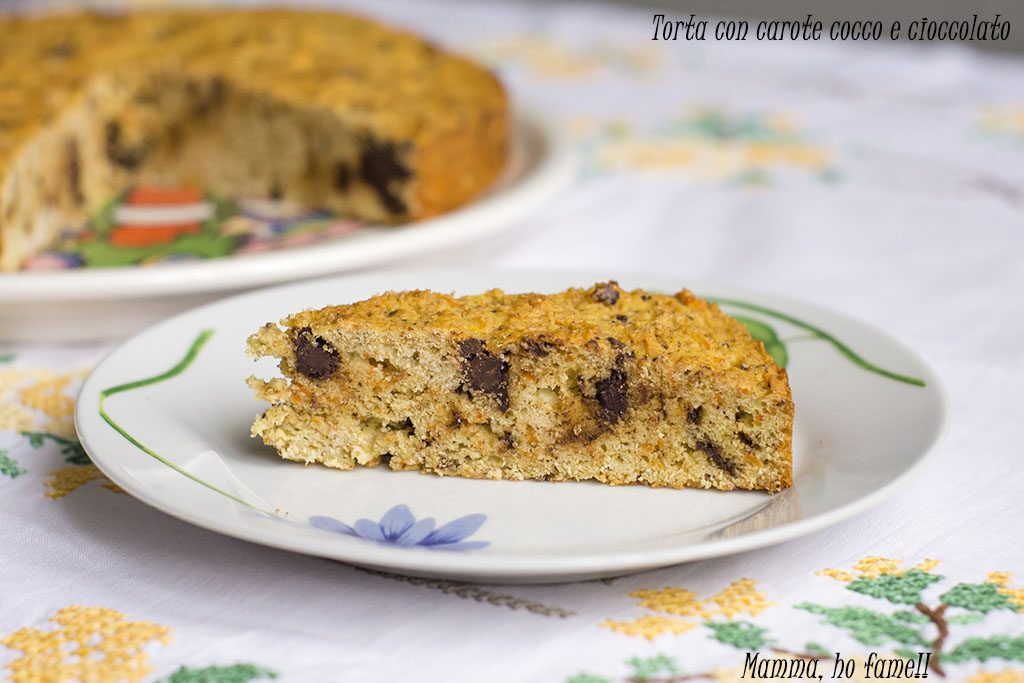 Torta con carote cocco e cioccolato