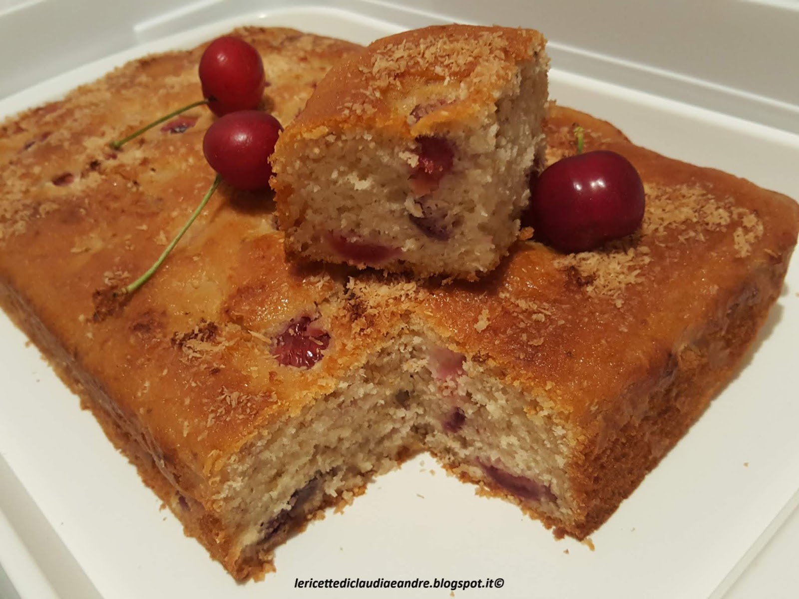 Torta con ciliegie e cocco, all’olio