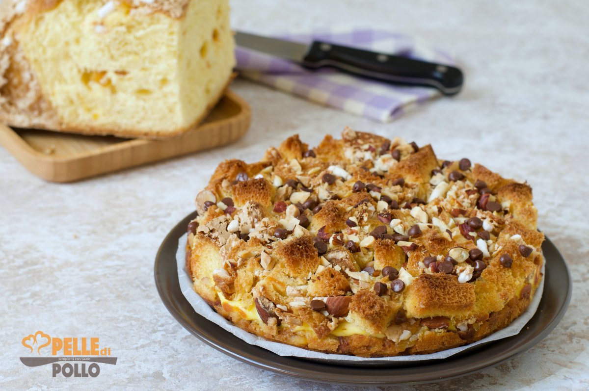 Torta con colomba e crema di ricotta