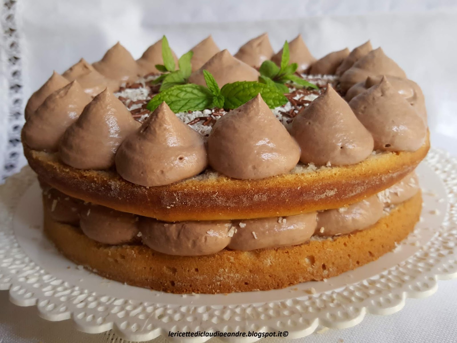 Torta con crema al cioccolato e cocco