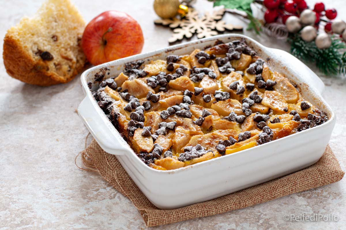 Torta con panettone pere e cioccolato