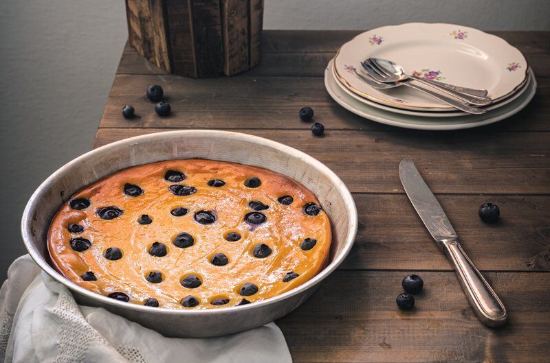 Torta cremosa ricotta e mirtilli