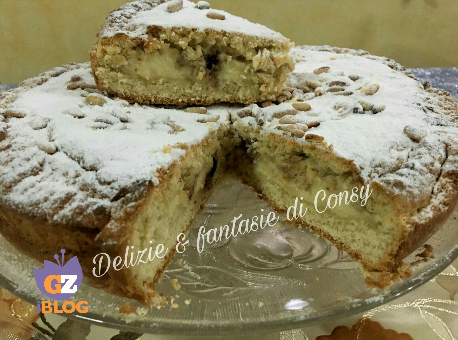 Torta della nonna con crema e amarene