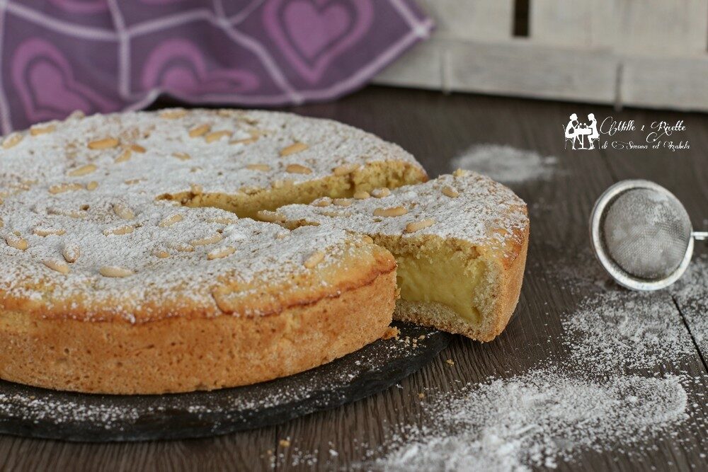 Torta della nonna, con frolla di albumi
