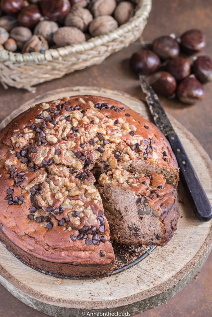 Torta di castagne, noci e cioccolato