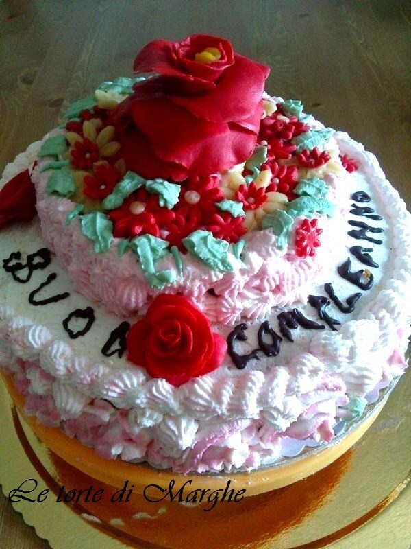 Torta di compleanno con rose in pdz…..