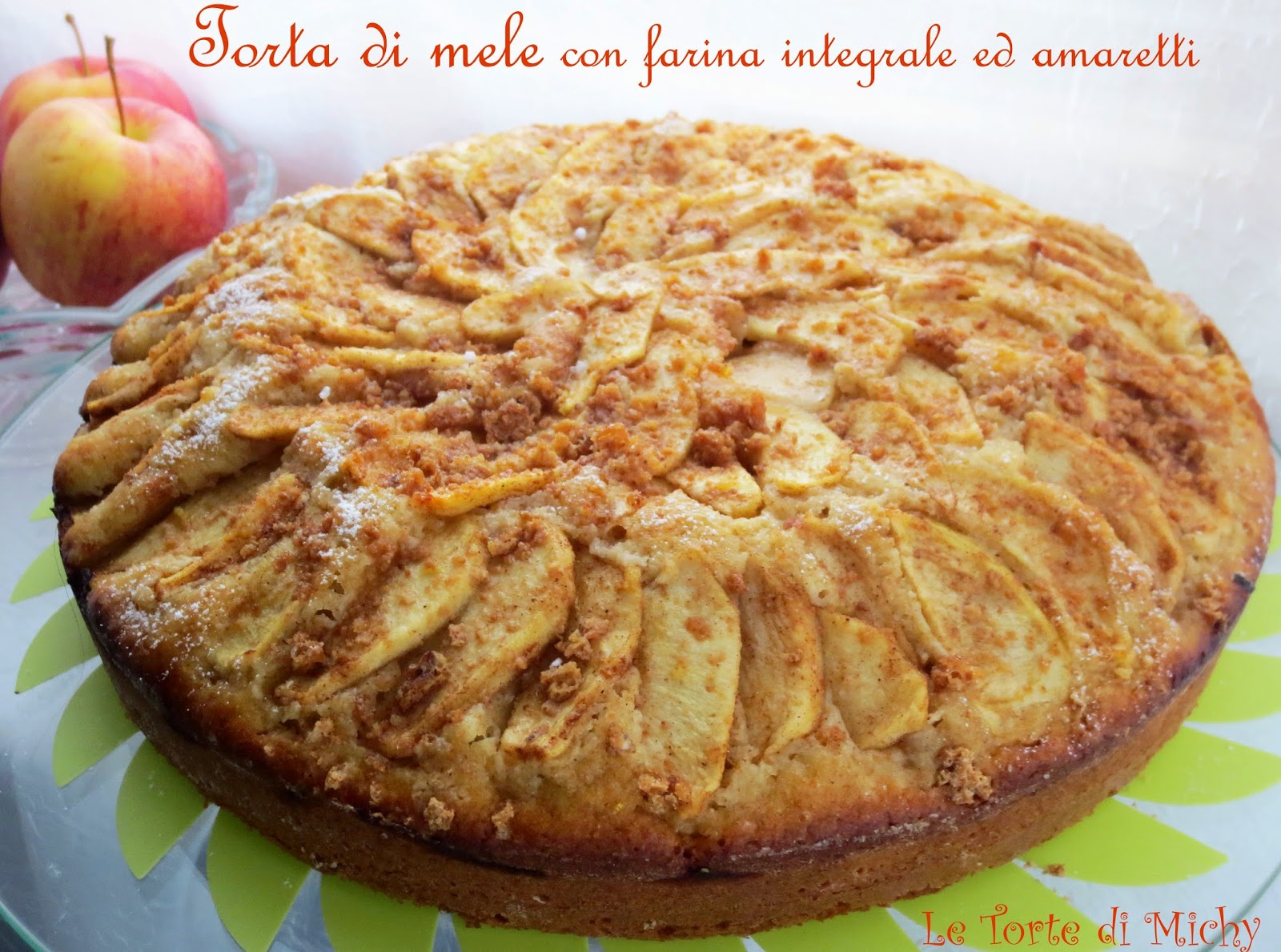 Torta di mele con farina integrale ed amaretti