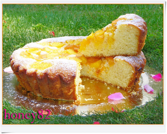 Torta di ricotta con pesche e albicocche