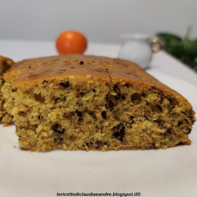 Torta integrale con arance e scaglie di cioccolato, senza burro e senza lattosio
