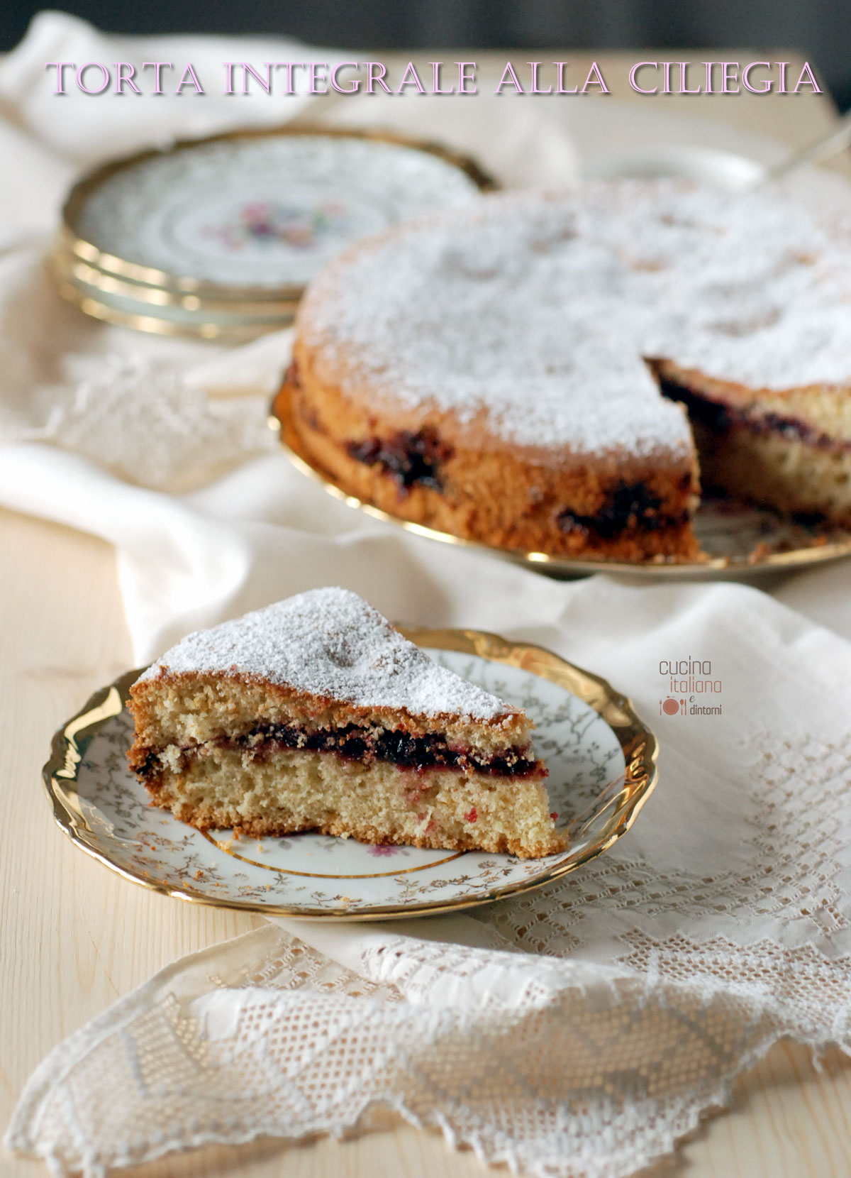 Torta integrale con ripieno alla ciliegia