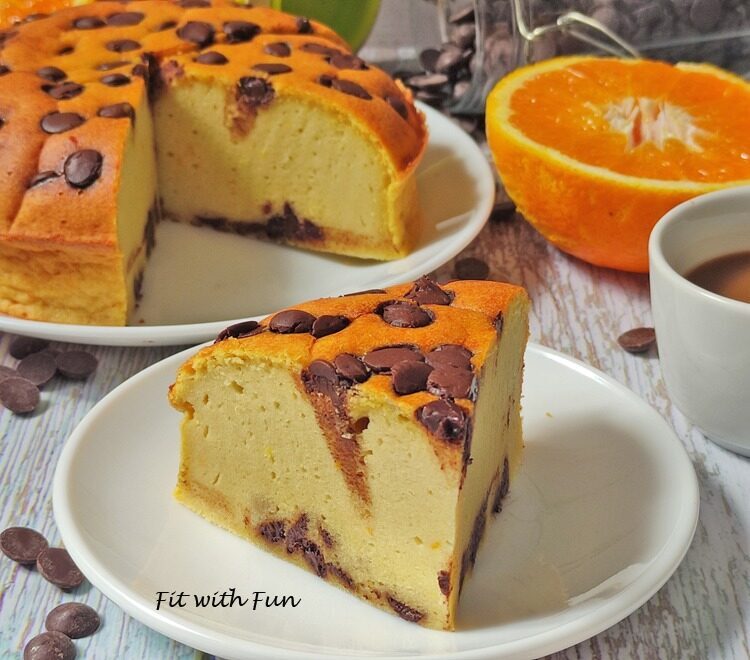 Torta light ricotta arancia e cioccolato senza zucchero glutine e burro