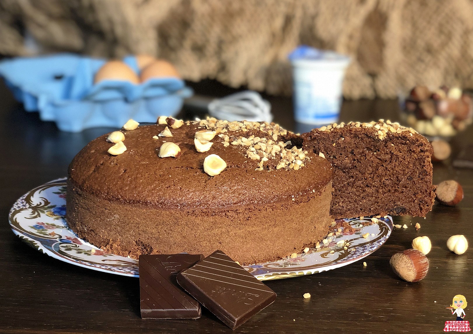Torta nocciole e cioccolato senza bilancia