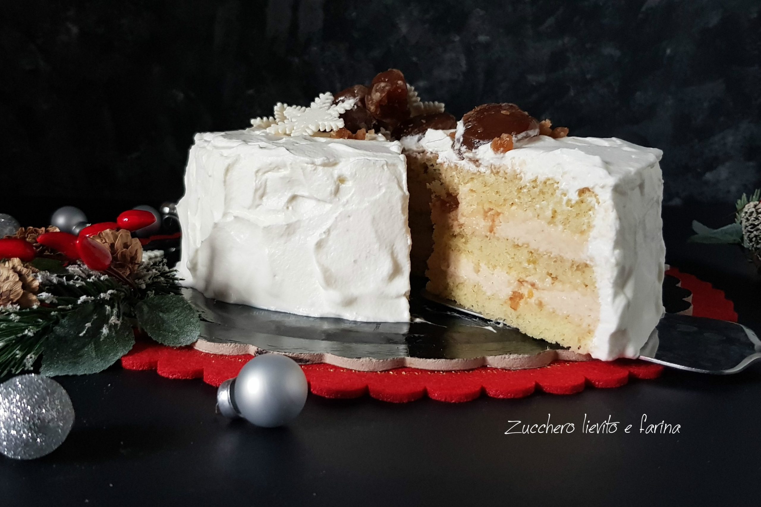 Torta pan di spagna ai marron glacés