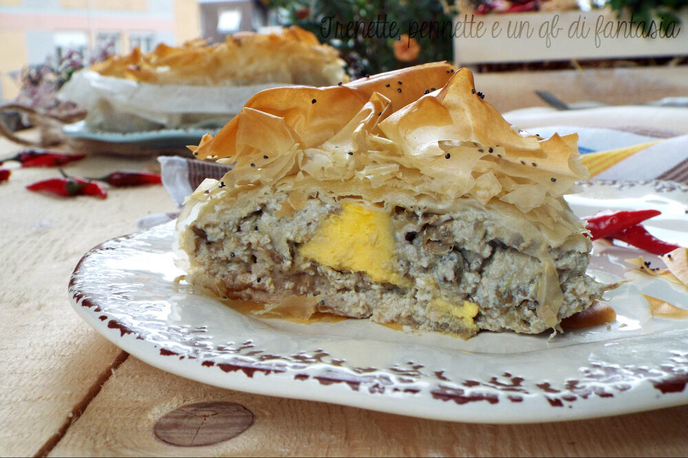 Torta pasta fillo con carciofi e uova