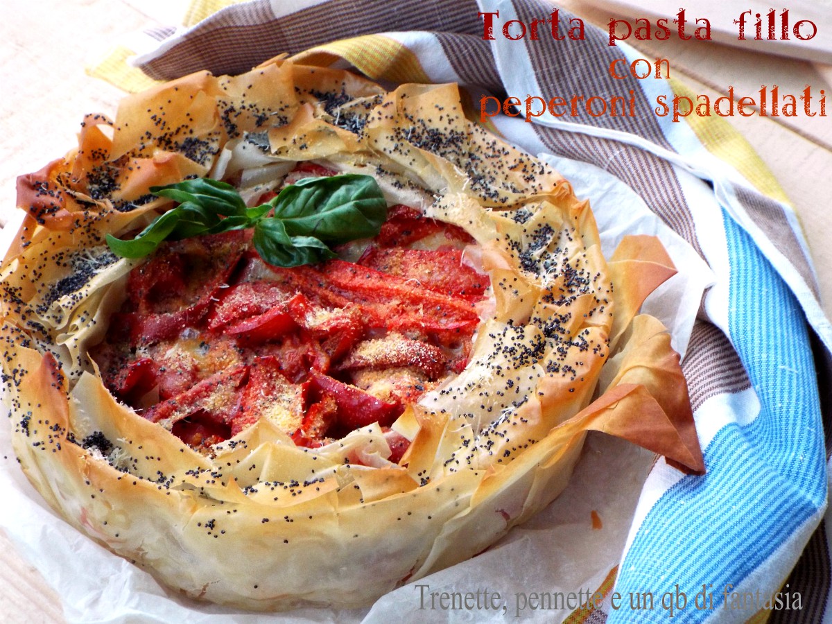 Torta pasta fillo con peperoni spadellati
