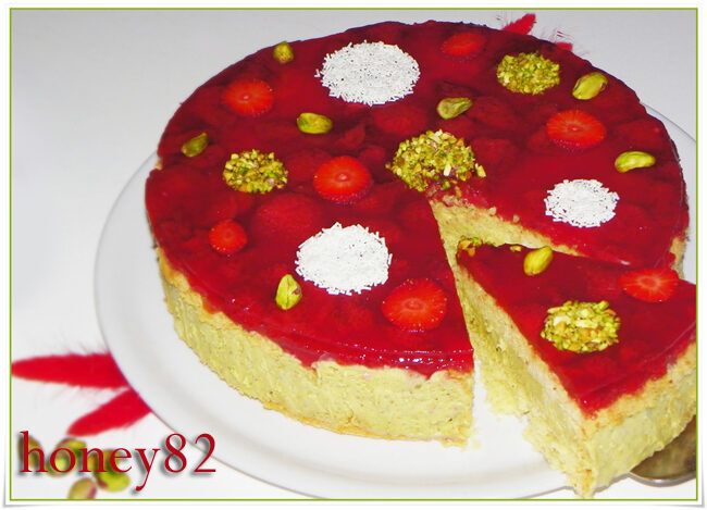 Torta pistacchio e fragole