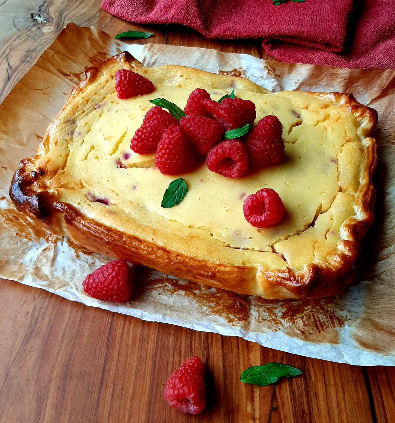 Torta ricotta e lamponi