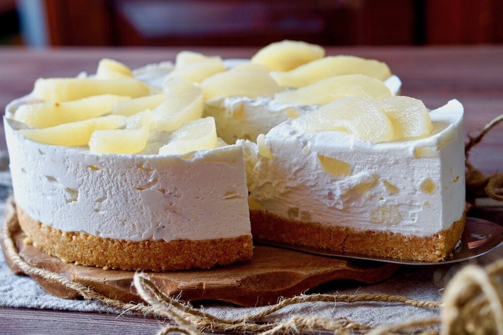 Torta ricotta e pere senza cottura