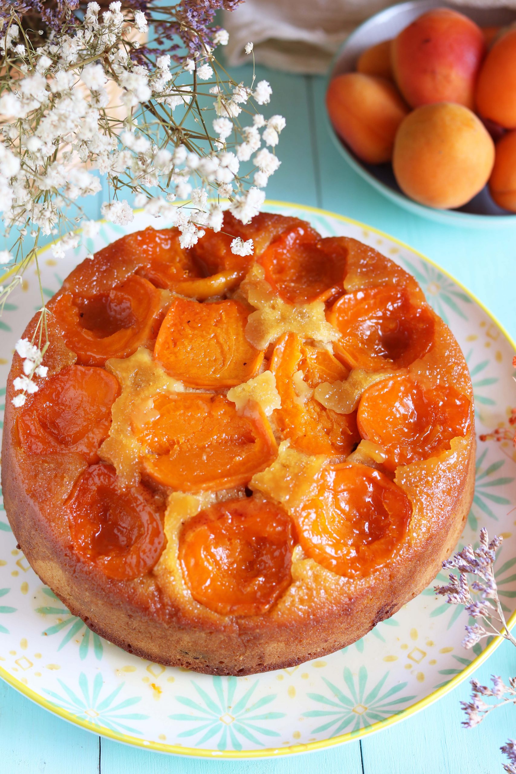 Torta rovesciata alle albicocche variegata alla nocciolata