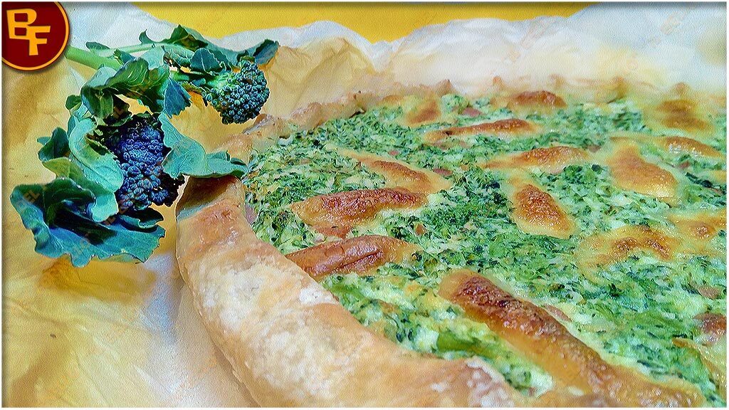 Torta rustica con broccolo nero ricotta e prosciutto