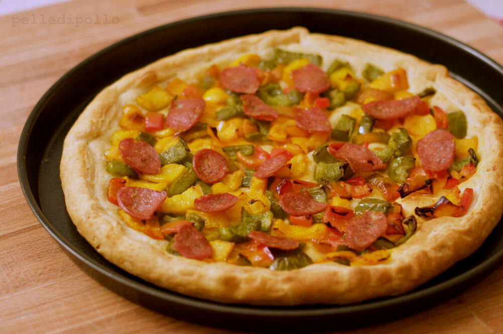 Torta rustica con peperoni e chorizo