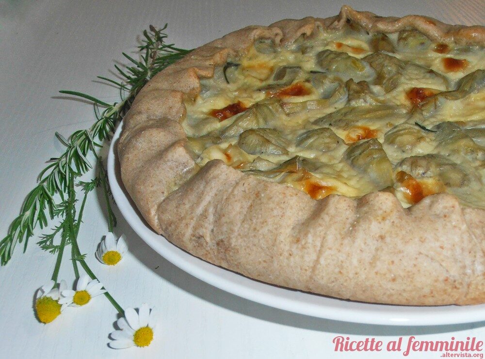 Torta salata ai carciofi con pasta al vino