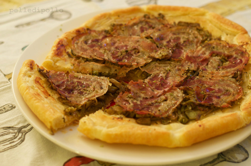 Torta salata ai carciofi e pancetta