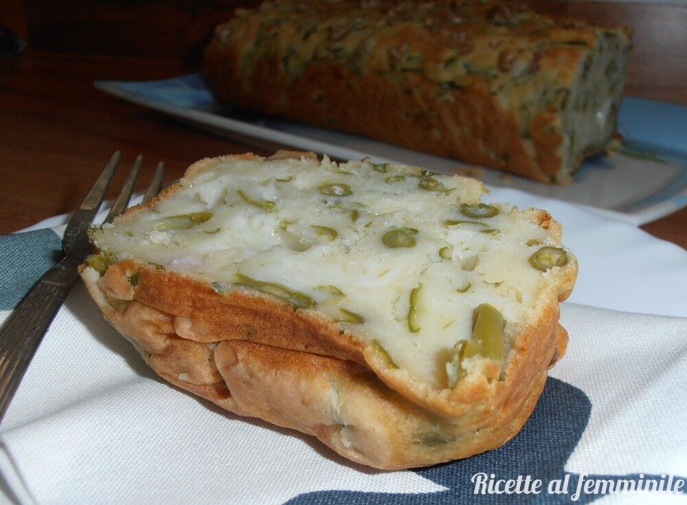 Torta salata ai fagiolini con prosciutto e fiordilatte