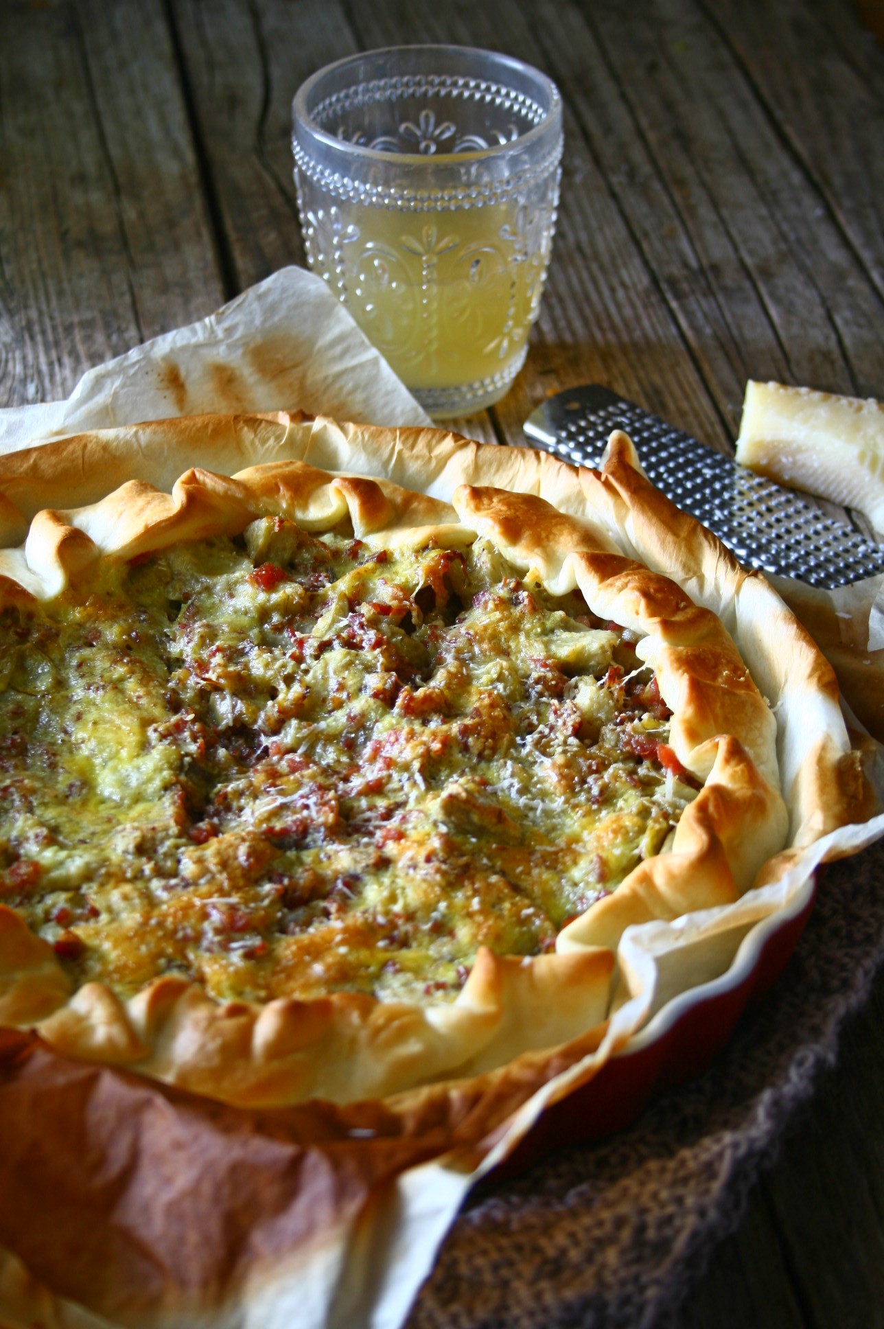 Torta salata con carciofi