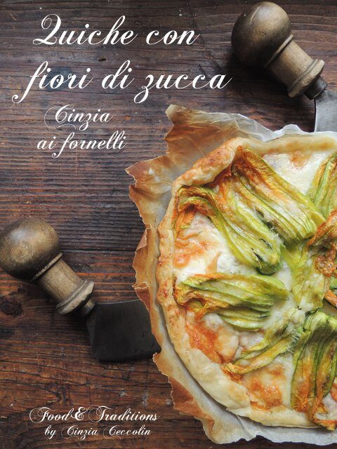 Torta salata con fiori di zucca