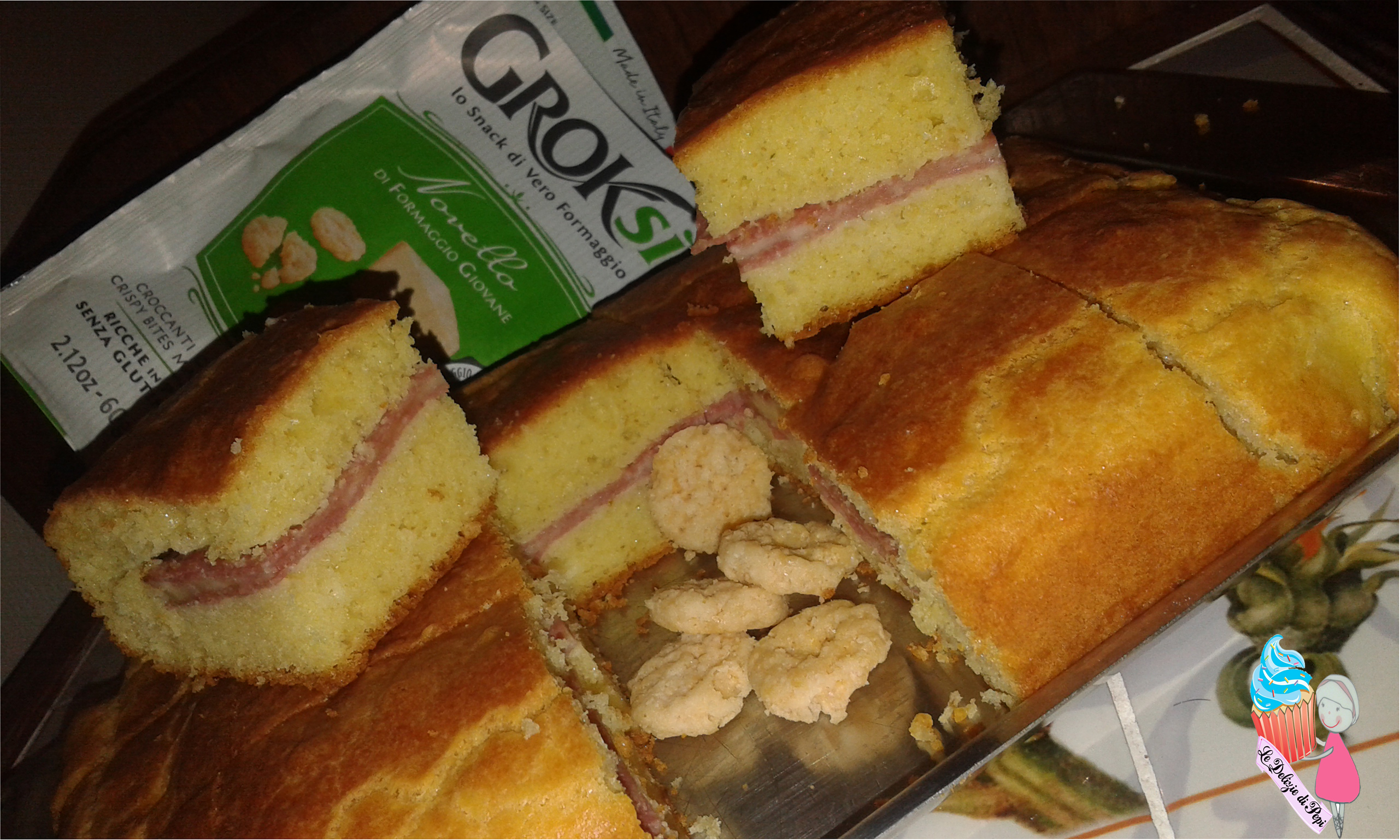 Torta salata con formaggio e salame