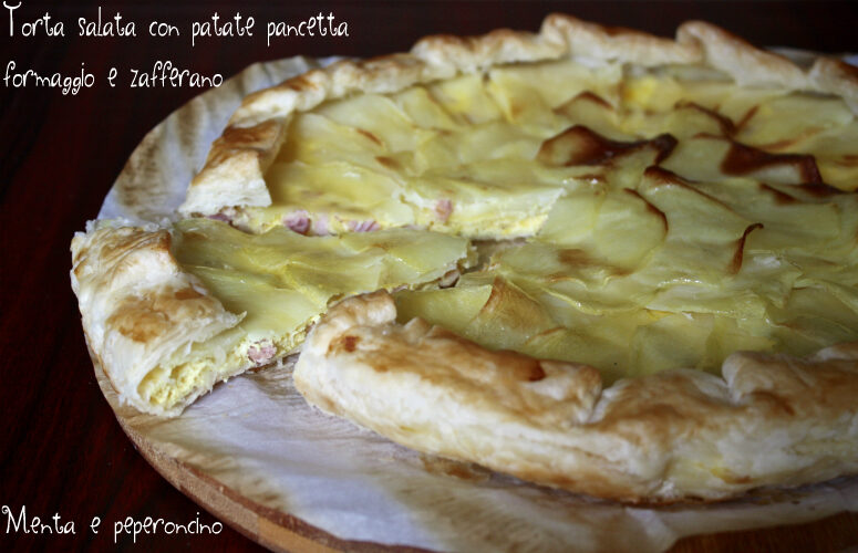 Torta salata con patate pancetta formaggio e zafferano