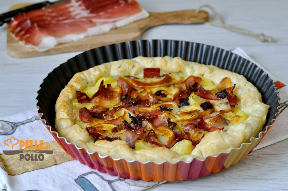 Torta salata con patate speck e funghi
