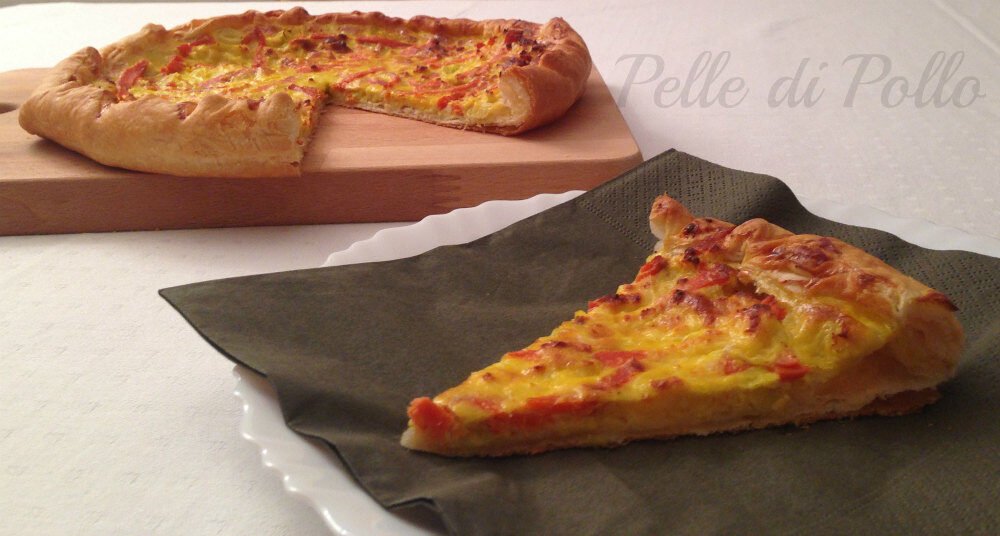 Torta salata con salmone affumicato e porri