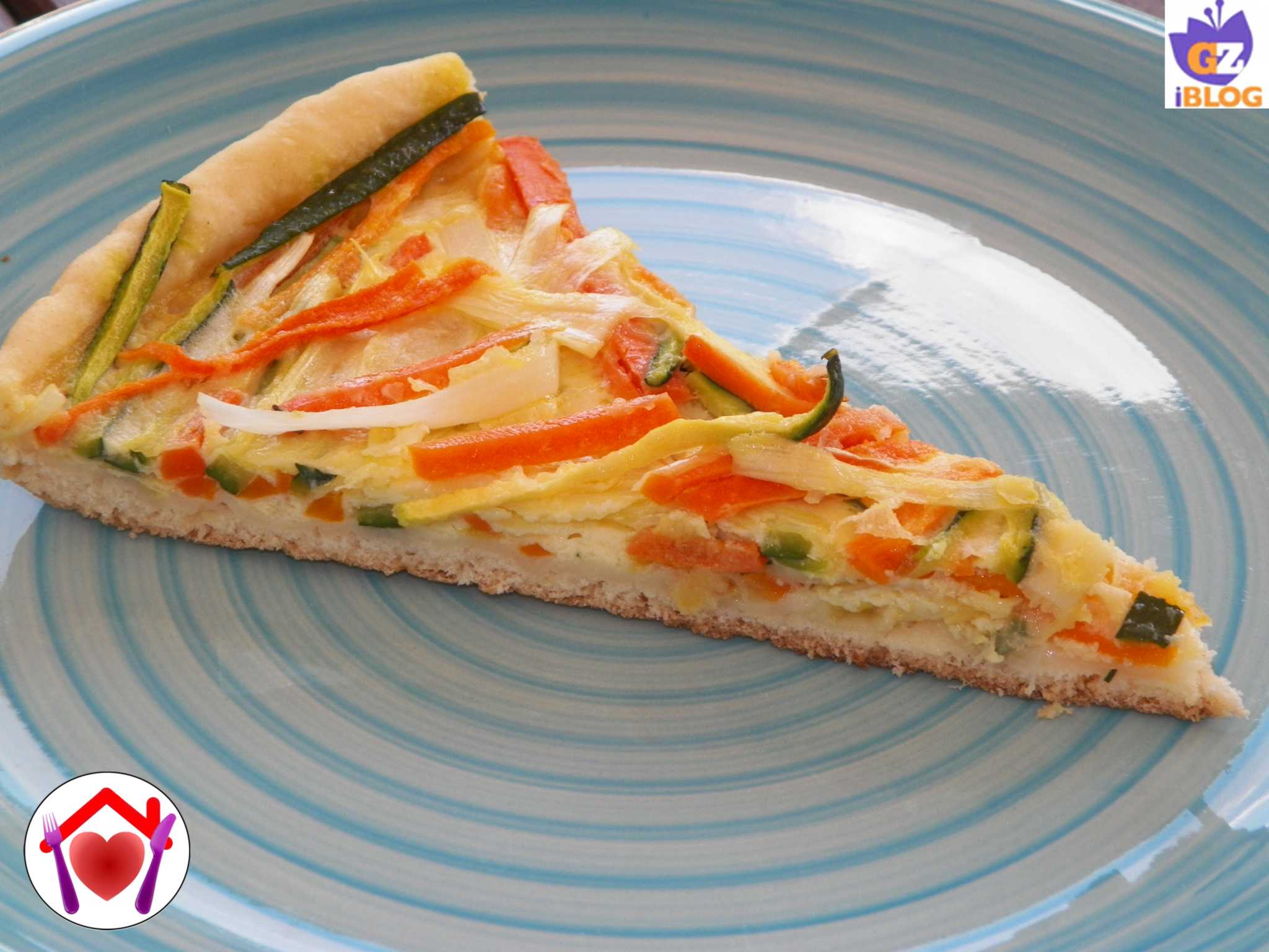 Torta salata con zucchine porri e carote