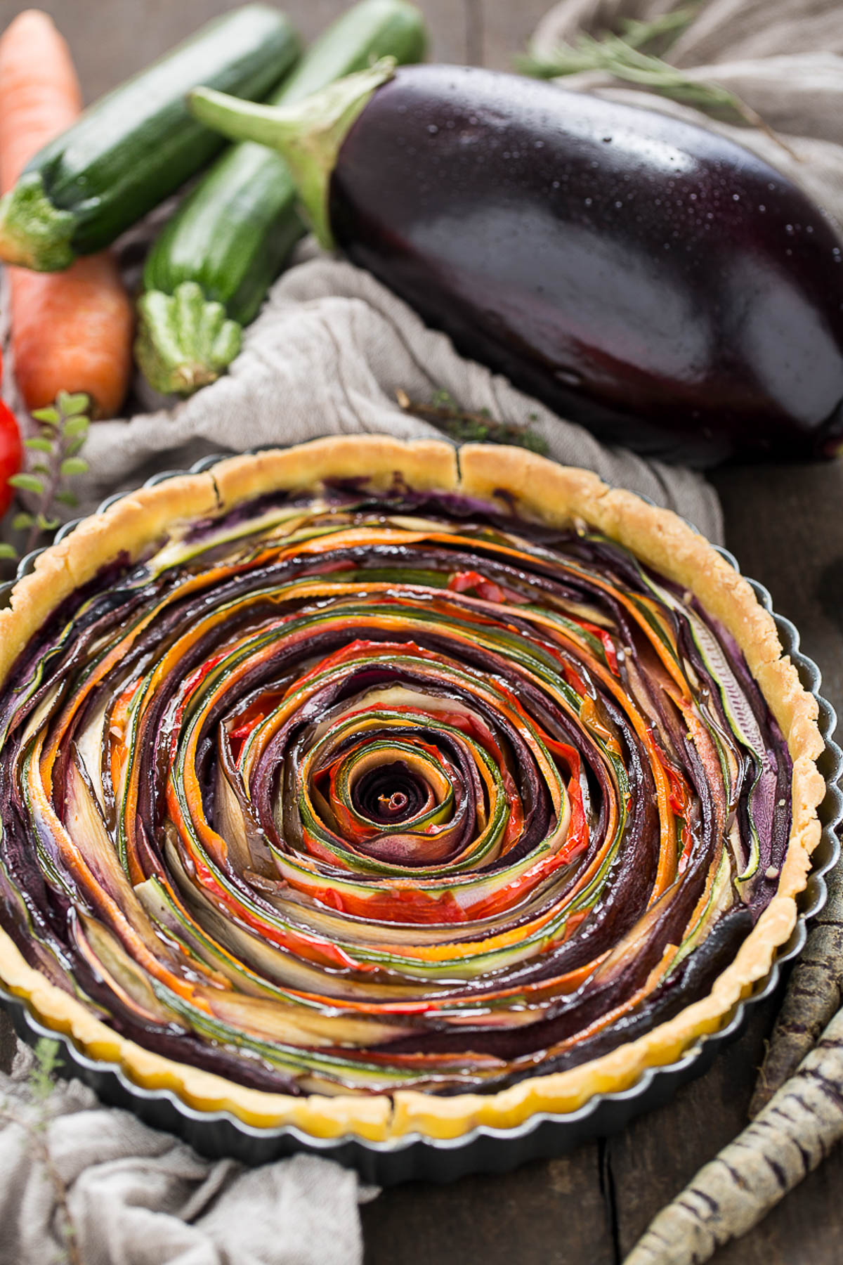 Torta salata di verdure a spirale | vegan senza glutine