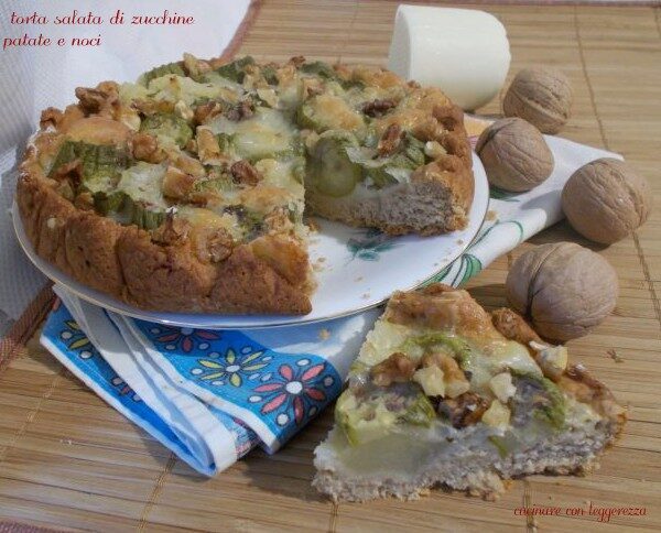 Torta salata di zucchine patate e noci