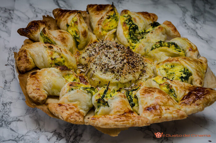 Torta salata girasole con cicoria e ricotta