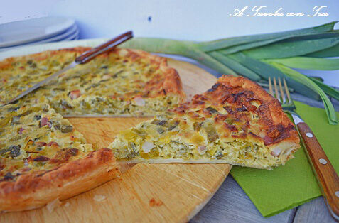 Torta salata porri e pancetta