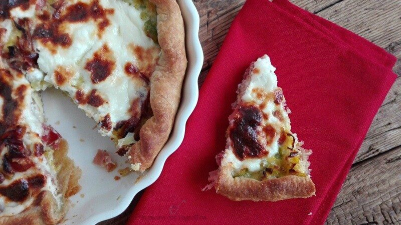 Torta salata speck crescenza e porri