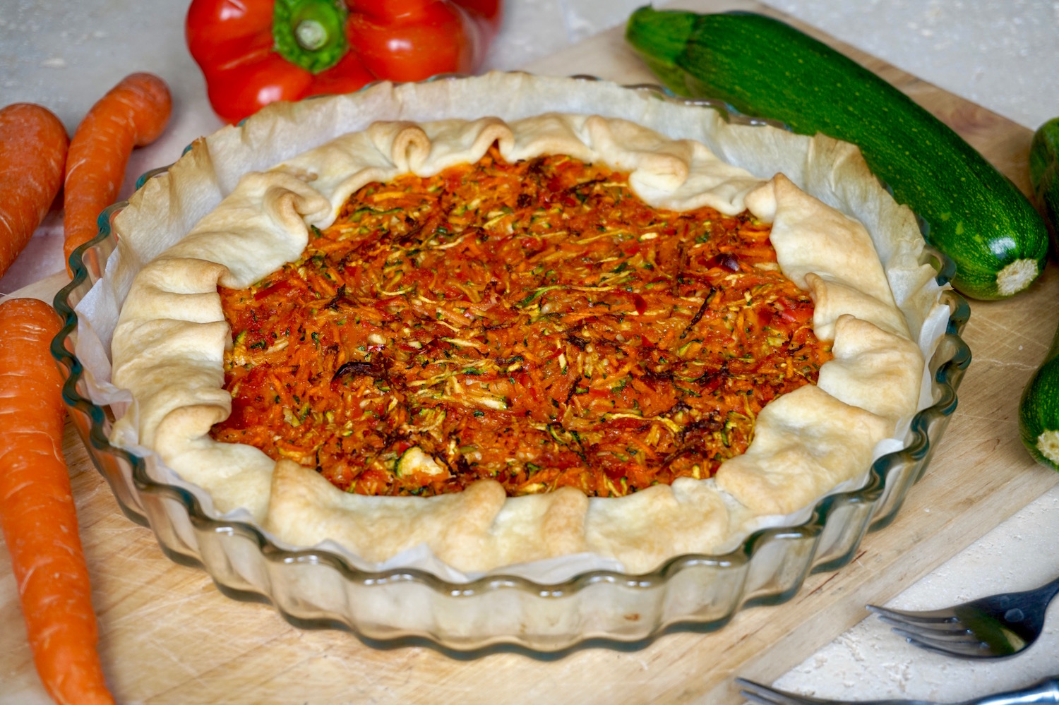 Torta Salata Zucchine, Carote e Peperoni