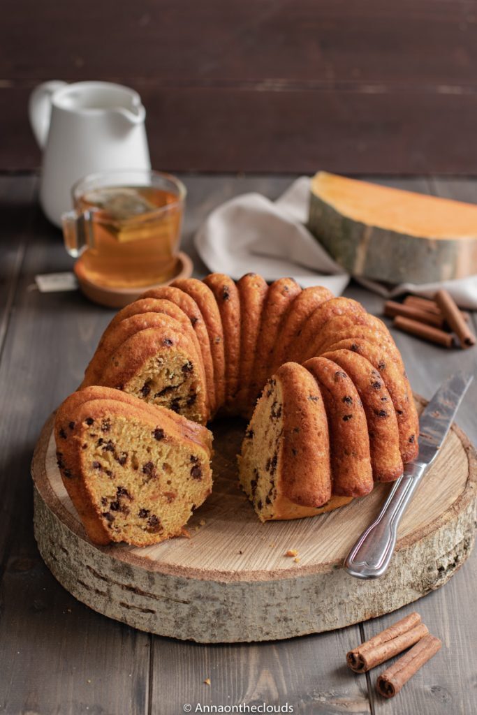Torta soffice di ricotta, zucca e cioccolato