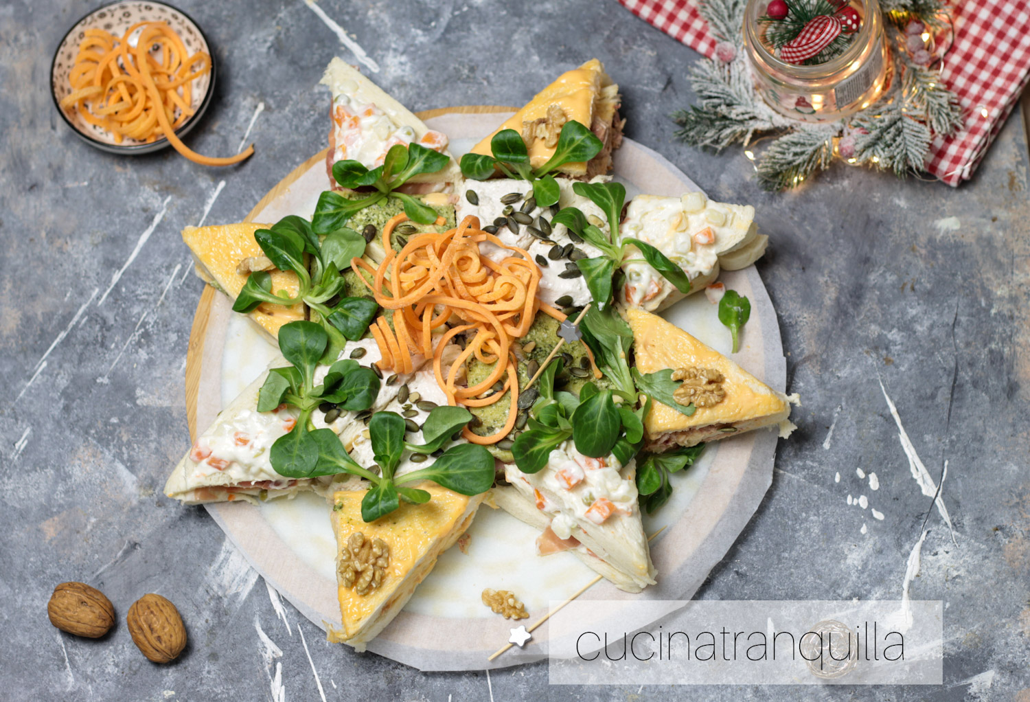 Torta stella tramezzino per capodanno